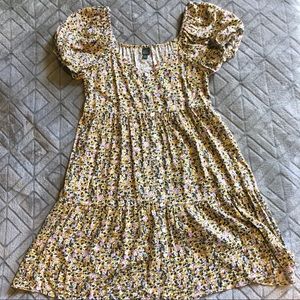 Spring floral puff sleeve dress